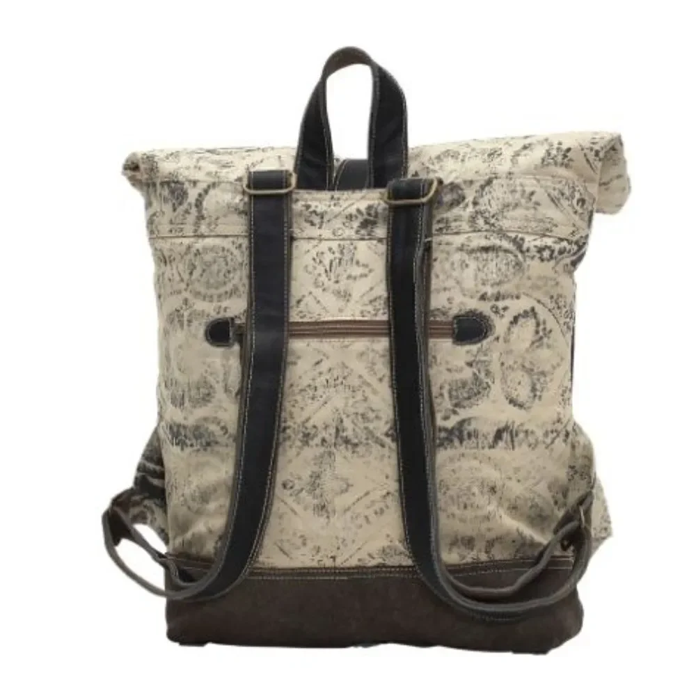 Myra‎ Floral Canvas and Leather Backpack